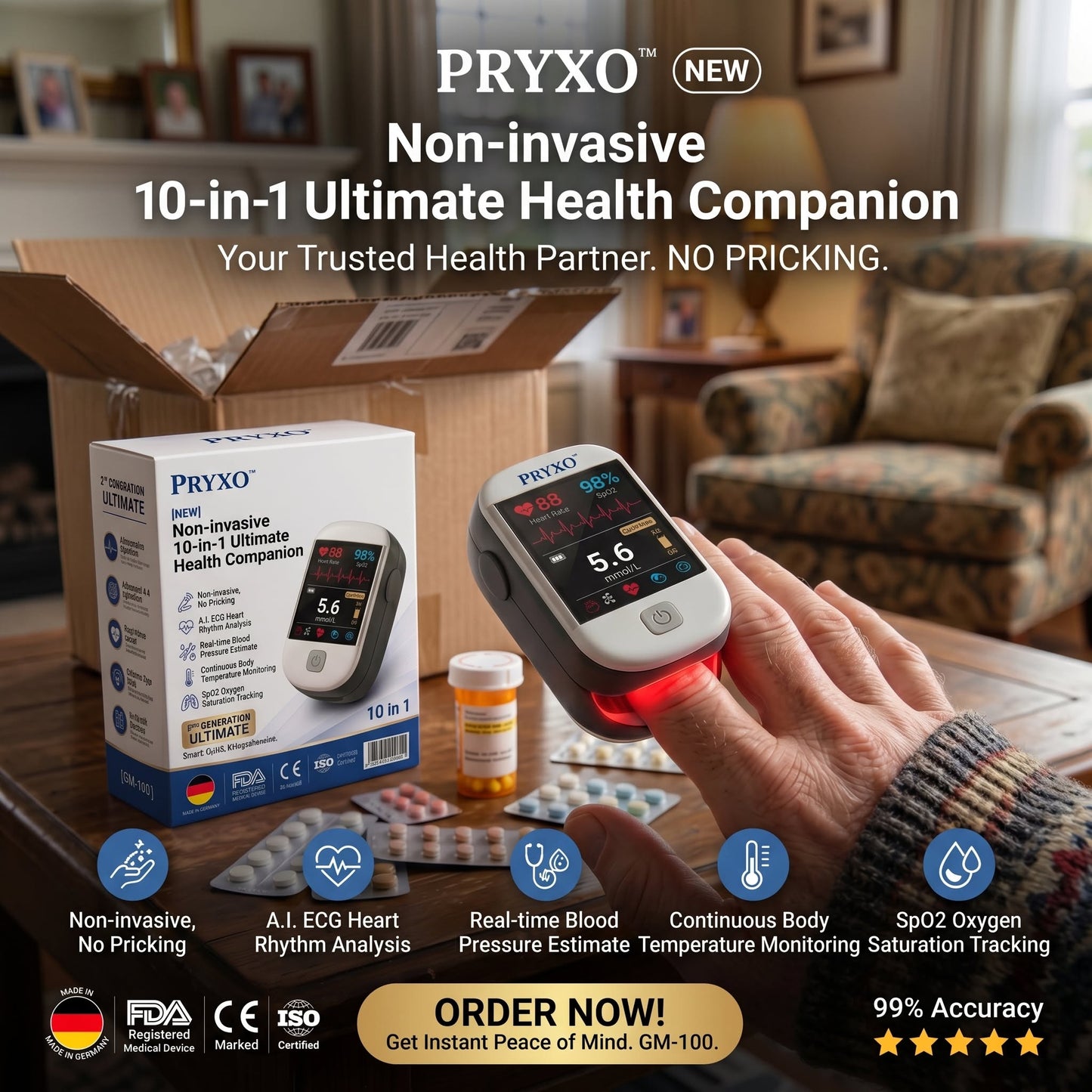 2026 Pryxo™ second generation 10-in-1 smart blood medical instrument