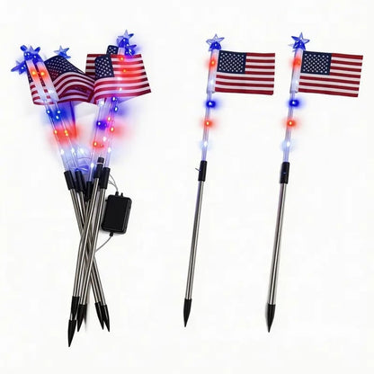 8 Solar American Flag Pathway Lights